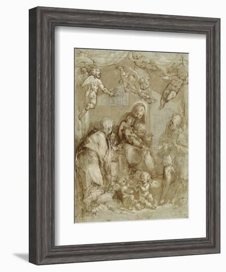 La Sainte Famille servie par les anges-Federico Barocci-Framed Giclee Print