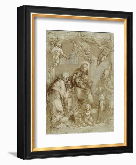 La Sainte Famille servie par les anges-Federico Barocci-Framed Giclee Print
