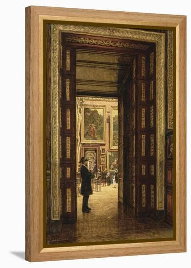 La Salle des Sept-Cheminées au Louvre, vue depuis la salle des Bijoux-Louis Beroud-Framed Premier Image Canvas
