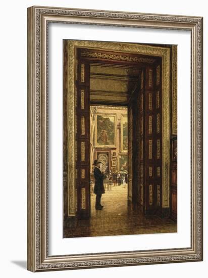 La Salle des Sept-Cheminées au Louvre, vue depuis la salle des Bijoux-Louis Beroud-Framed Giclee Print