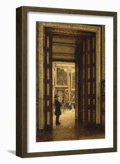 La Salle des Sept-Cheminées au Louvre, vue depuis la salle des Bijoux-Louis Beroud-Framed Giclee Print