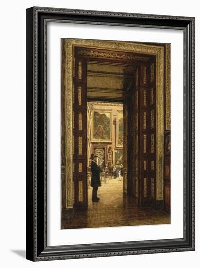 La Salle des Sept-Cheminées au Louvre, vue depuis la salle des Bijoux-Louis Beroud-Framed Giclee Print