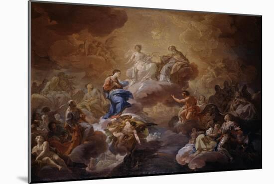 La Santísima Trinidad, la Virgen y santos, 1755-1756-Corrado Giaquinto-Mounted Giclee Print