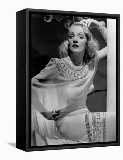 La scandaleuse by Berlin A Foreign Affair by BillyWilder with Marlene Dietrich, 1948 (b/w photo)-null-Framed Stretched Canvas