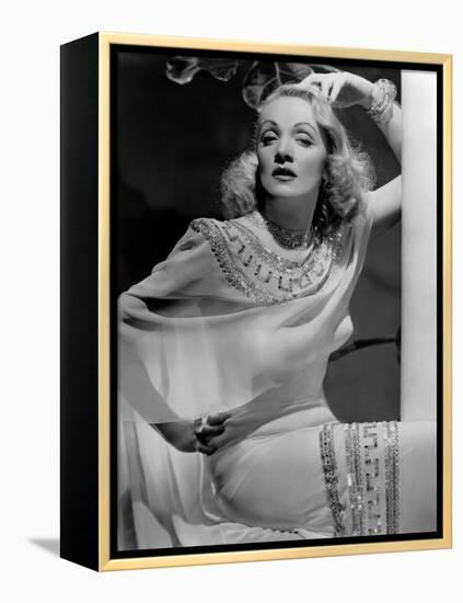 La scandaleuse by Berlin A Foreign Affair by BillyWilder with Marlene Dietrich, 1948 (b/w photo)-null-Framed Stretched Canvas