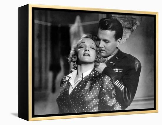 La scandaleuse by Berlin A Foreign Affair by BillyWilder with Marlene Dietrich and John Lund, 1948 -null-Framed Stretched Canvas