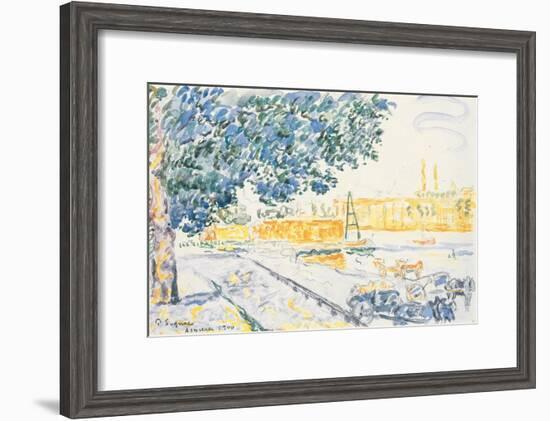 La Seine à Asnières, 1900 (w/c & pencil on paper)-Paul Signac-Framed Giclee Print