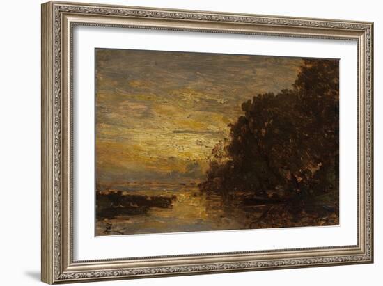 La Seine à Billancourt, coucher de soleil-Félix Ziem-Framed Giclee Print