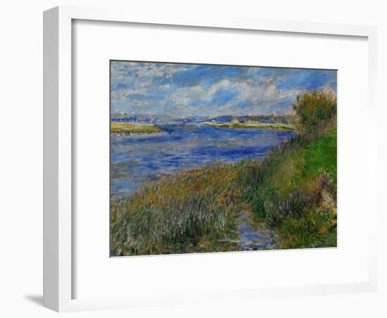 La Seine a Champrosay, Banks of the Seine River at Champrosay, 1876-Pierre-Auguste Renoir-Framed Giclee Print