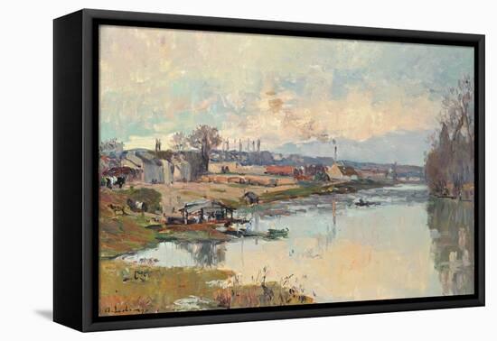 La Seine a Port Marly-Albert-Charles Lebourg-Framed Premier Image Canvas