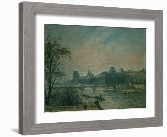 La Seine et le Louvre, 1903 Paris: Seine river and Louvre Palace. Canvas 46 x 55 cm R. F. 1972-32.-Camille Pissarro-Framed Giclee Print