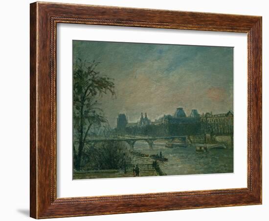 La Seine et le Louvre, 1903 Paris: Seine river and Louvre Palace. Canvas 46 x 55 cm R. F. 1972-32.-Camille Pissarro-Framed Giclee Print