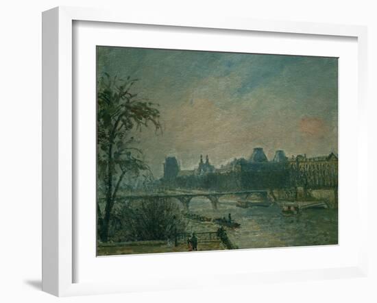 La Seine et le Louvre, 1903 Paris: Seine river and Louvre Palace. Canvas 46 x 55 cm R. F. 1972-32.-Camille Pissarro-Framed Giclee Print