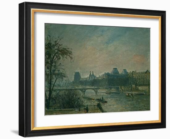 La Seine et le Louvre, 1903 Paris: Seine river and Louvre Palace. Canvas 46 x 55 cm R. F. 1972-32.-Camille Pissarro-Framed Giclee Print