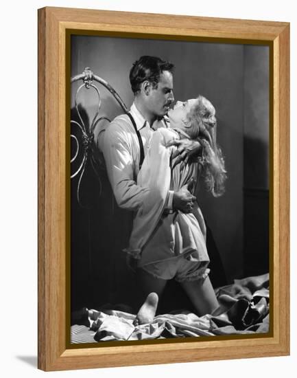 La Soif du Mal TOUCH OF EVIL by OrsonWelles with Charlton Heston and Janet Leigh, 1958 (b/w photo)-null-Framed Stretched Canvas