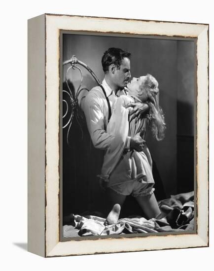 La Soif du Mal TOUCH OF EVIL by OrsonWelles with Charlton Heston and Janet Leigh, 1958 (b/w photo)-null-Framed Stretched Canvas