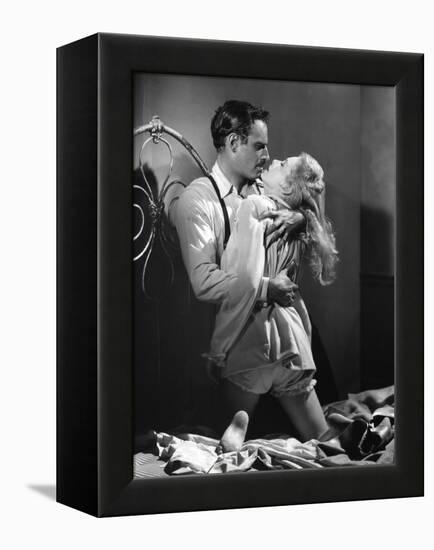 La Soif du Mal TOUCH OF EVIL by OrsonWelles with Charlton Heston and Janet Leigh, 1958 (b/w photo)-null-Framed Stretched Canvas