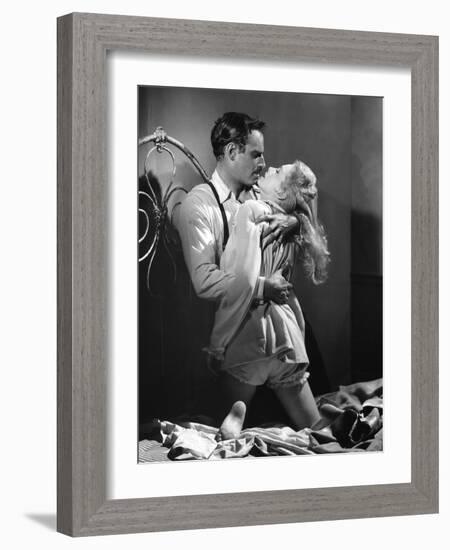 La Soif du Mal TOUCH OF EVIL by OrsonWelles with Charlton Heston and Janet Leigh, 1958 (b/w photo)-null-Framed Photo