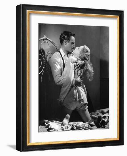 La Soif du Mal TOUCH OF EVIL by OrsonWelles with Charlton Heston and Janet Leigh, 1958 (b/w photo)-null-Framed Photo