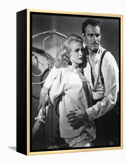 La Soif du Mal TOUCH OF EVIL by OrsonWelles with Charlton Heston and Janet Leigh, 1958 (b/w photo)-null-Framed Stretched Canvas