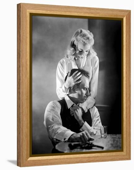 La Soif du Mal TOUCH OF EVIL by OrsonWelles with Charlton Heston and Janet Leigh, 1958 (b/w photo)-null-Framed Stretched Canvas