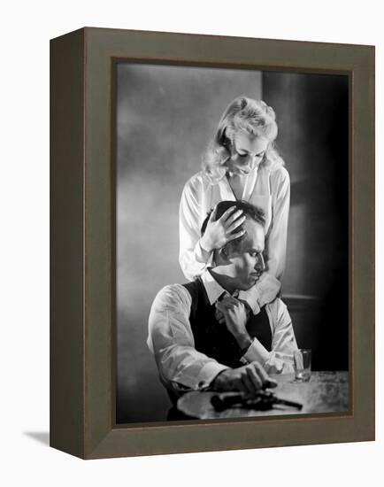 La Soif du Mal TOUCH OF EVIL by OrsonWelles with Charlton Heston and Janet Leigh, 1958 (b/w photo)-null-Framed Stretched Canvas