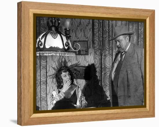 La Soif du Mal TOUCH OF EVIL by OrsonWelles with Marlene Dietrich and Orson Welles, 1958 (b/w photo-null-Framed Stretched Canvas