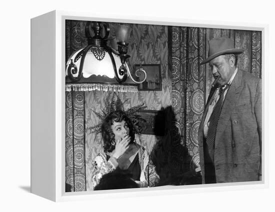 La Soif du Mal TOUCH OF EVIL by OrsonWelles with Marlene Dietrich and Orson Welles, 1958 (b/w photo-null-Framed Stretched Canvas