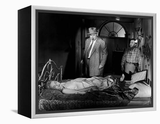 La Soif du Mal TOUCH OF EVIL by OrsonWelles with Orson Welles and Janet Leigh, 1958 (b/w photo)-null-Framed Stretched Canvas