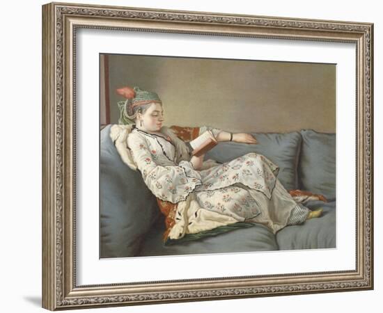 La Sultane Lisant', a Lady in Turkish Costume Reading on a Divan-Jean-Etienne Liotard-Framed Giclee Print