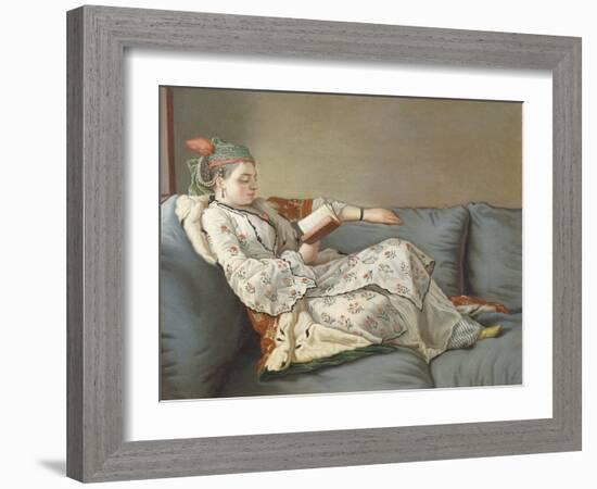 La Sultane Lisant', a Lady in Turkish Costume Reading on a Divan-Jean-Etienne Liotard-Framed Giclee Print