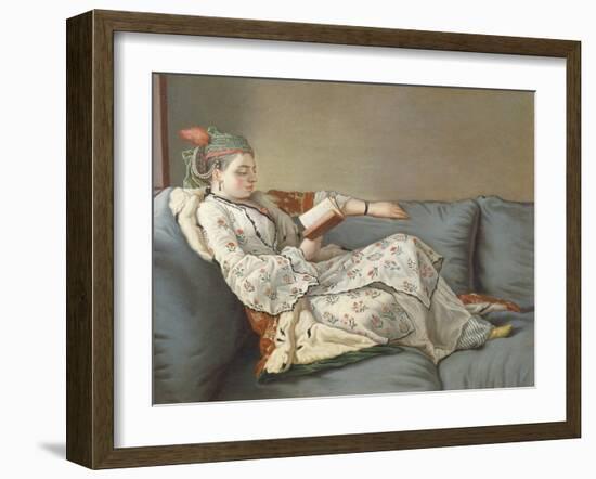 La Sultane Lisant', a Lady in Turkish Costume Reading on a Divan-Jean-Etienne Liotard-Framed Giclee Print