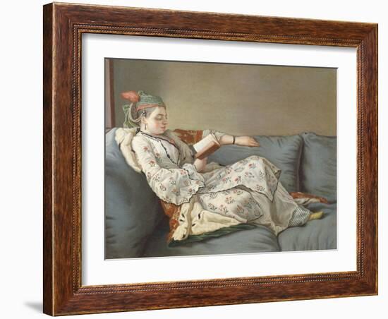 La Sultane Lisant', a Lady in Turkish Costume Reading on a Divan-Jean-Etienne Liotard-Framed Giclee Print