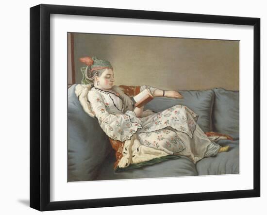 La Sultane Lisant', a Lady in Turkish Costume Reading on a Divan-Jean-Etienne Liotard-Framed Giclee Print