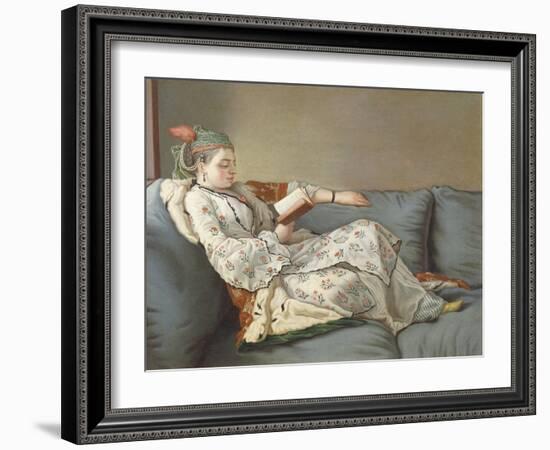 La Sultane Lisant', a Lady in Turkish Costume Reading on a Divan-Jean-Etienne Liotard-Framed Giclee Print