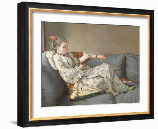 La Sultane Lisant', a Lady in Turkish Costume Reading on a Divan-Jean-Etienne Liotard-Framed Giclee Print