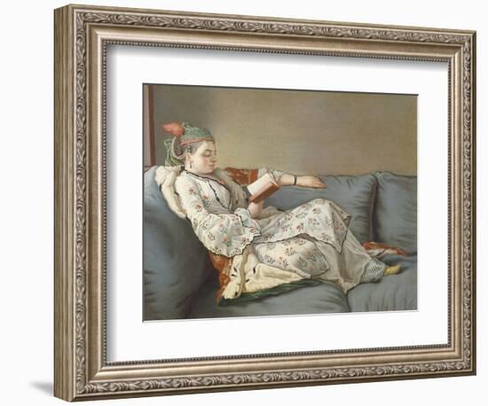 La Sultane Lisant', a Lady in Turkish Costume Reading on a Divan-Jean-Etienne Liotard-Framed Giclee Print