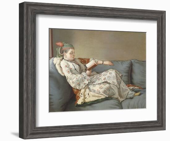 La Sultane Lisant', a Lady in Turkish Costume Reading on a Divan-Jean-Etienne Liotard-Framed Giclee Print