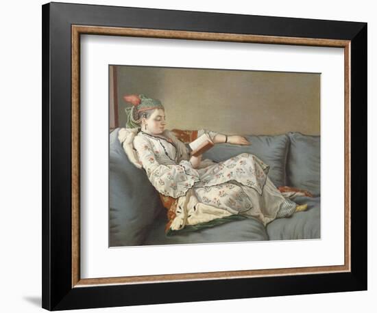 La Sultane Lisant', a Lady in Turkish Costume Reading on a Divan-Jean-Etienne Liotard-Framed Giclee Print