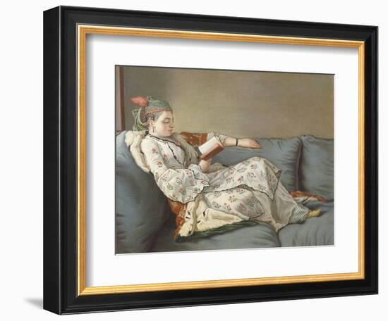 La Sultane Lisant', a Lady in Turkish Costume Reading on a Divan-Jean-Etienne Liotard-Framed Giclee Print