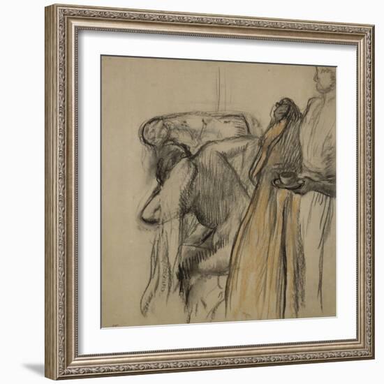 La Tasse de chocolat, après le bain-Edgar Degas-Framed Giclee Print