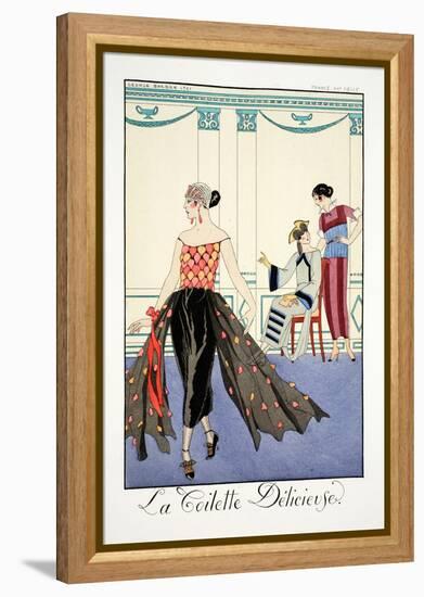 La Toilette Delicieuses, from 'Falbalas and Fanfreluches, Almanach des Mode-Georges Barbier-Framed Premier Image Canvas