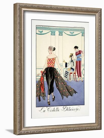 La Toilette Delicieuses, from 'Falbalas and Fanfreluches, Almanach des Mode-Georges Barbier-Framed Giclee Print