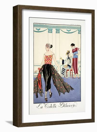 La Toilette Delicieuses, from 'Falbalas and Fanfreluches, Almanach des Mode-Georges Barbier-Framed Giclee Print