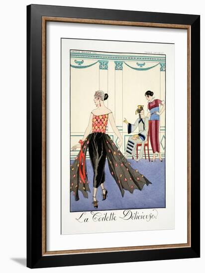 La Toilette Delicieuses, from 'Falbalas and Fanfreluches, Almanach des Mode-Georges Barbier-Framed Giclee Print