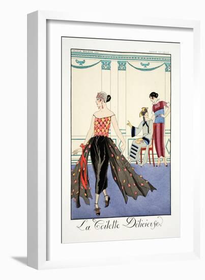 La Toilette Delicieuses, from 'Falbalas and Fanfreluches, Almanach des Mode-Georges Barbier-Framed Giclee Print