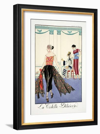 La Toilette Delicieuses, from 'Falbalas and Fanfreluches, Almanach des Mode-Georges Barbier-Framed Giclee Print