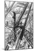 La Tour Eiffel : vue d'ensemble d'une des grues de montage n°2-null-Mounted Giclee Print
