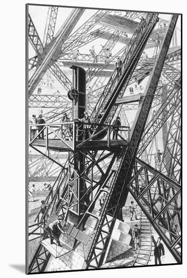 La Tour Eiffel : vue d'ensemble d'une des grues de montage n°2-null-Mounted Giclee Print