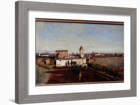 La Trinite Des Monts View from Villa Medicis View of the Church of Trinita Dei Monti in Rome. Paint-Jean Baptiste Camille Corot-Framed Giclee Print